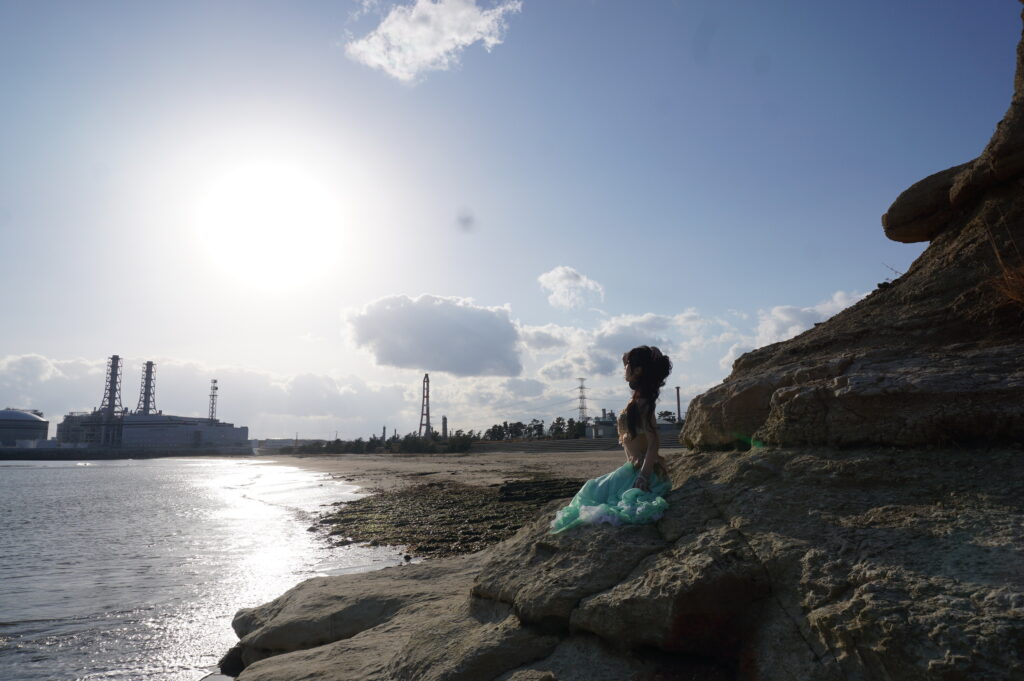 七ヶ浜海辺で撮影をしたベリーダンスの先生「Dunya」さん画像